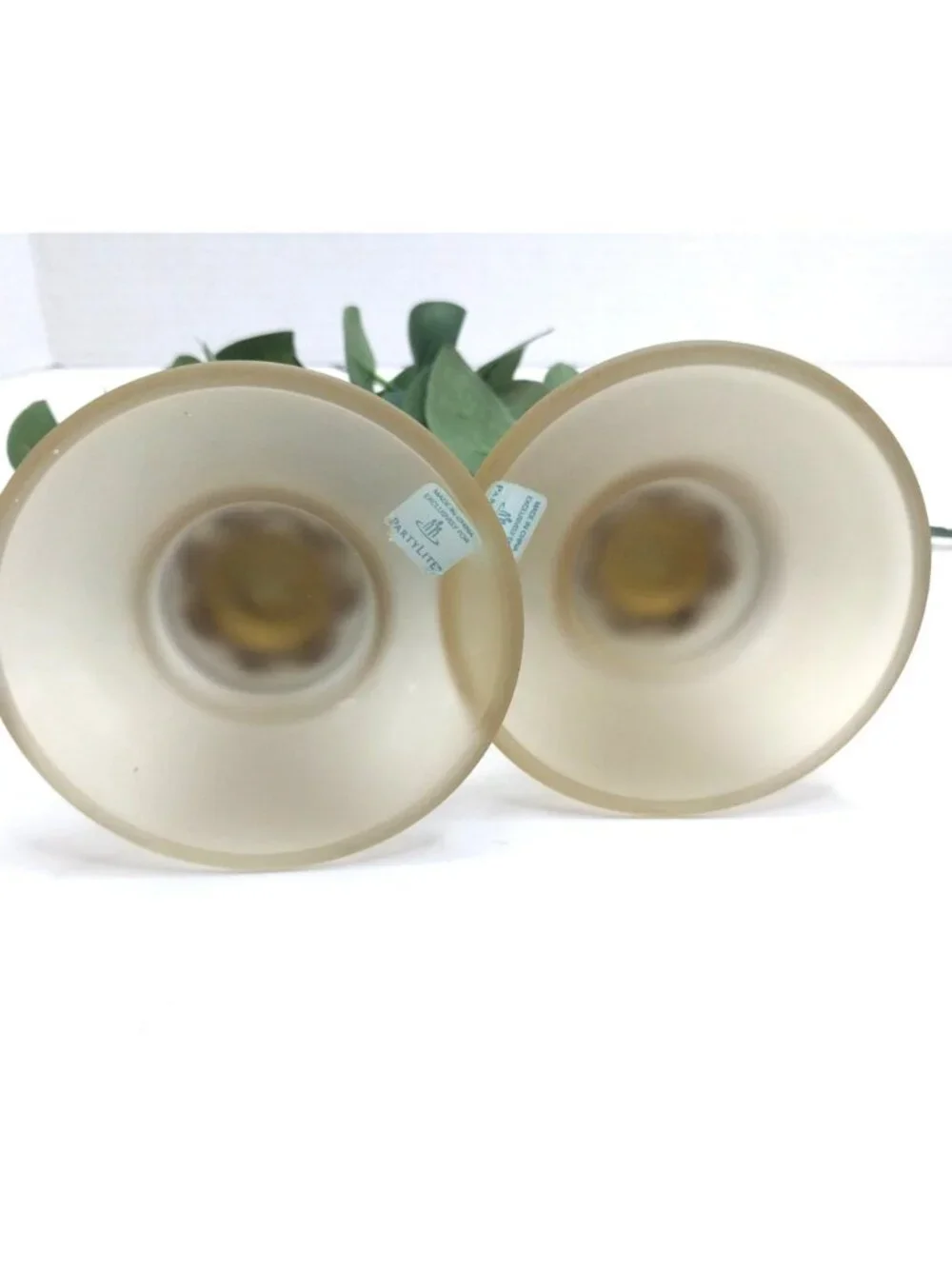 Partylite Paris Frosted Glass Metal Tealight Candle Holders Amber Vintage Pair - Picture 4 of 7